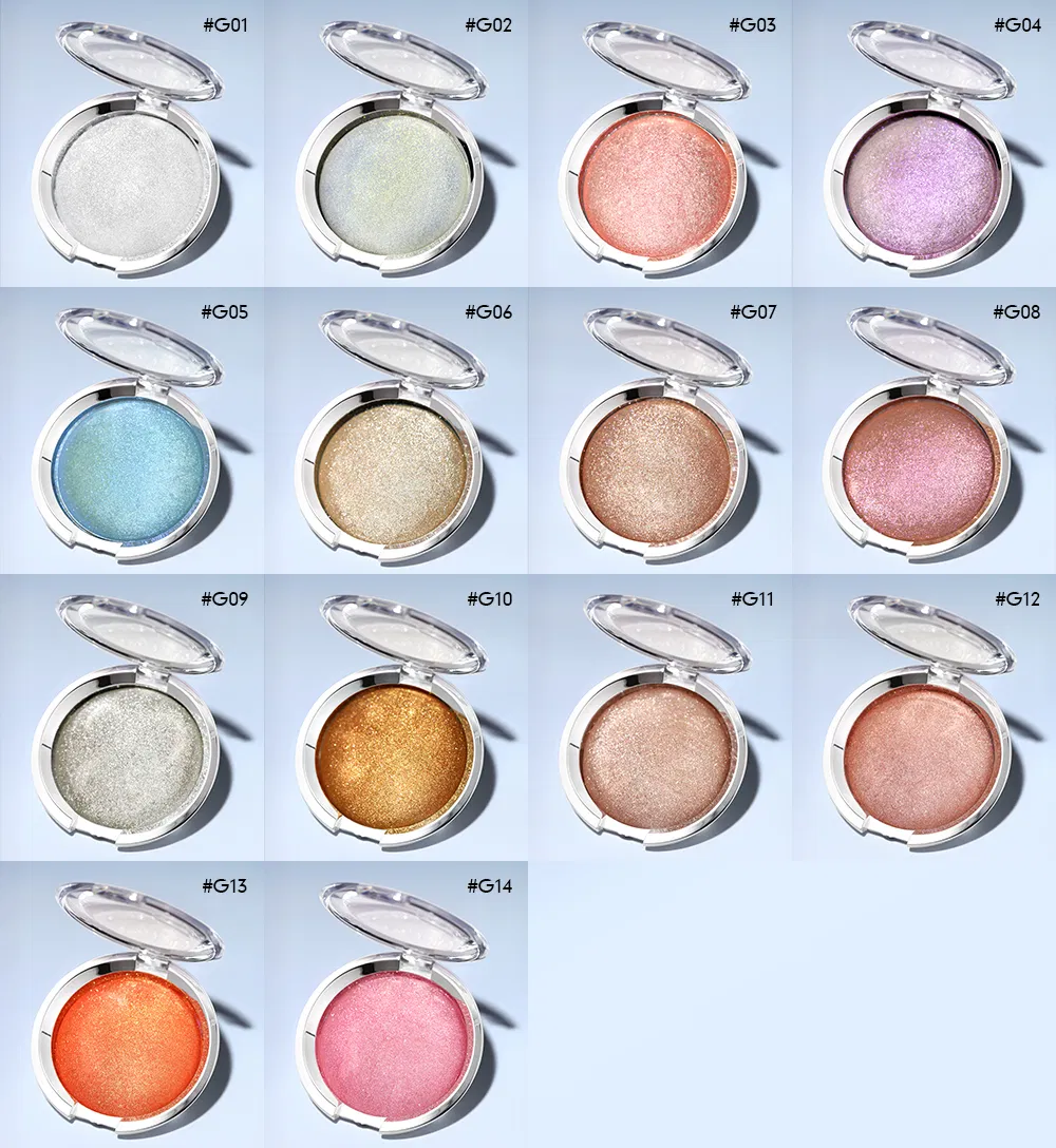 High Quality Vegan Cruelty-Free Shimmer Glitter Highlighter Makeup Custom Logo Palette with Smooth Brighten Face Highlighter Wholesale