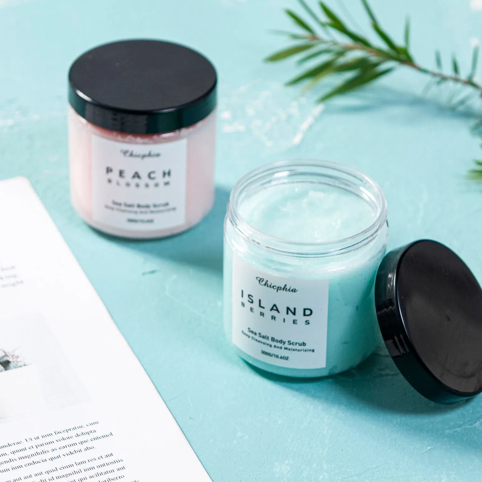 OEM Private Brand 300g Sea Salt Body Scrub Peach Blossom