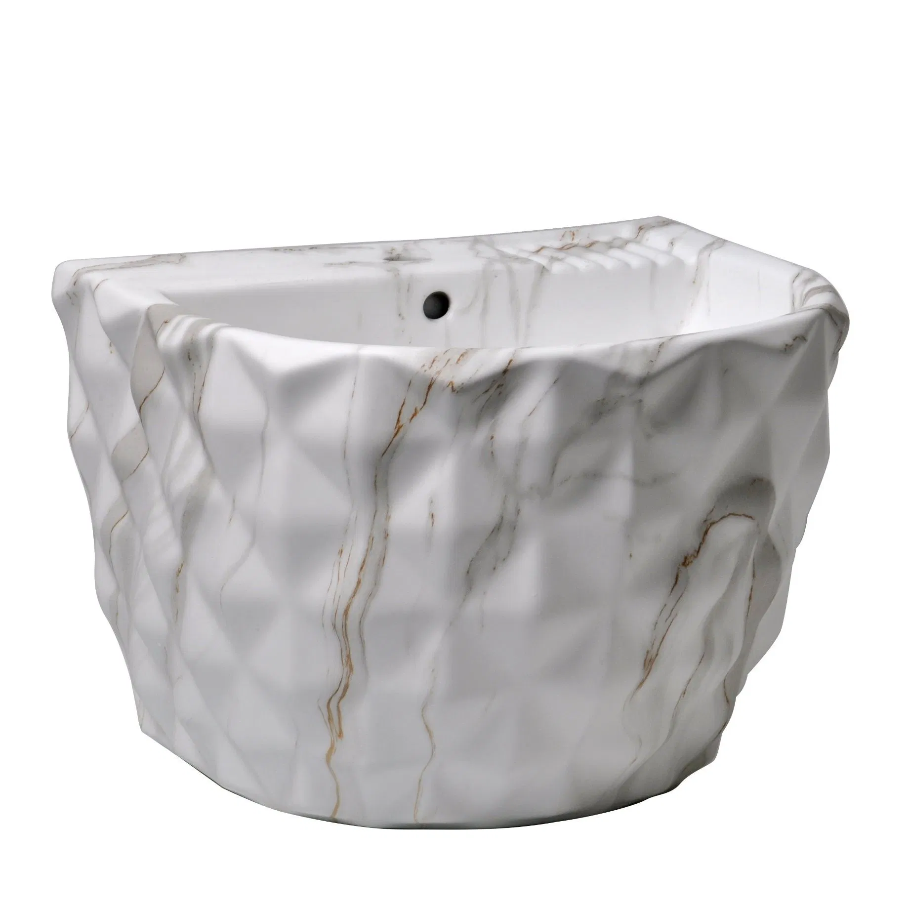 Senhang Hanging Round Shape Ceramic Hand Wash Basin for Bathrooms Oval Wall Hung Basin