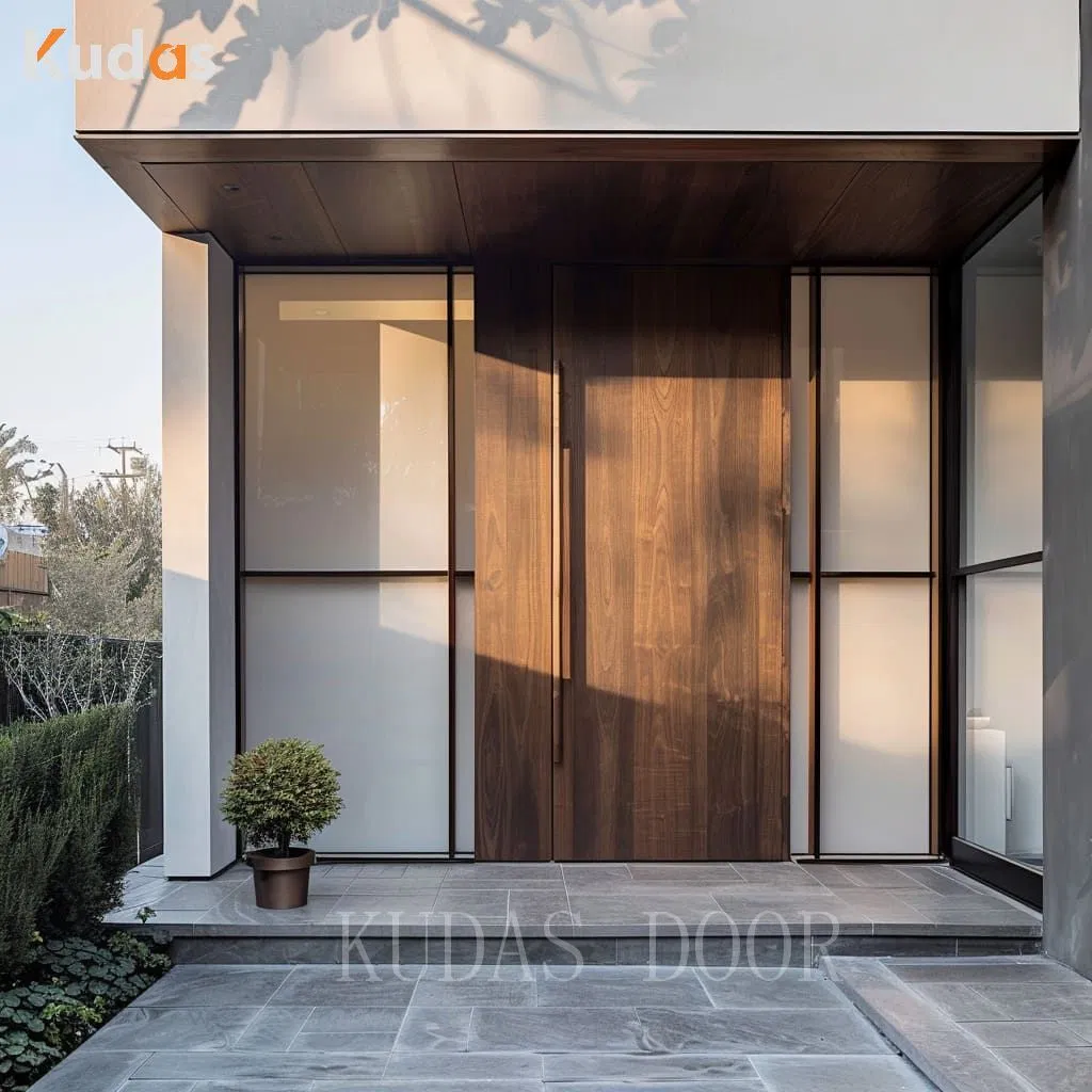 Modern Water Resistant Exterior Main Teak Wood Solid Wood Entrance Wooden Front Wood Door
