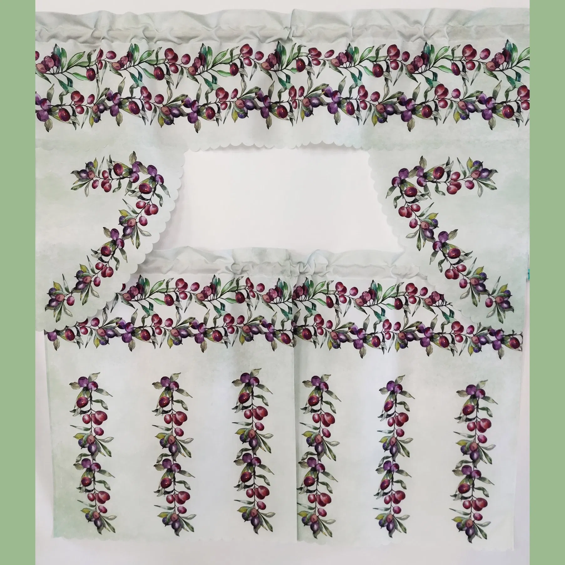 Purple Fruit of The Harvest Printing Kitchen Curtain