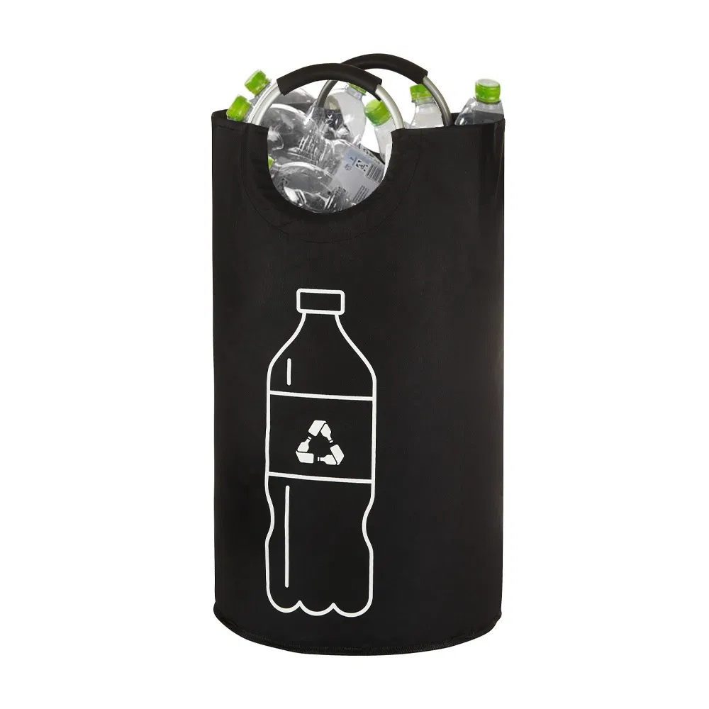 125L Large Foldable Laundry Basket Collapsible Freestanding Bag in Black Mi30561