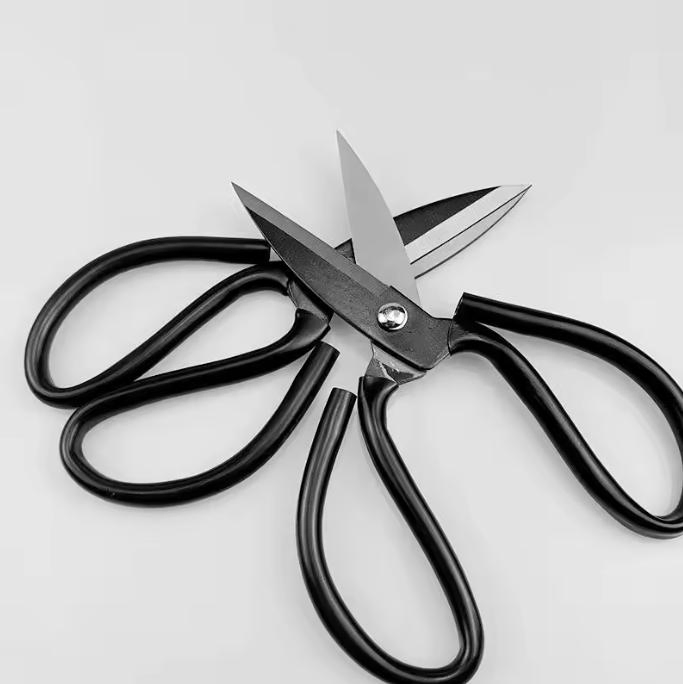 Портновские ножницы с большой головкой, сталь, черная ручка