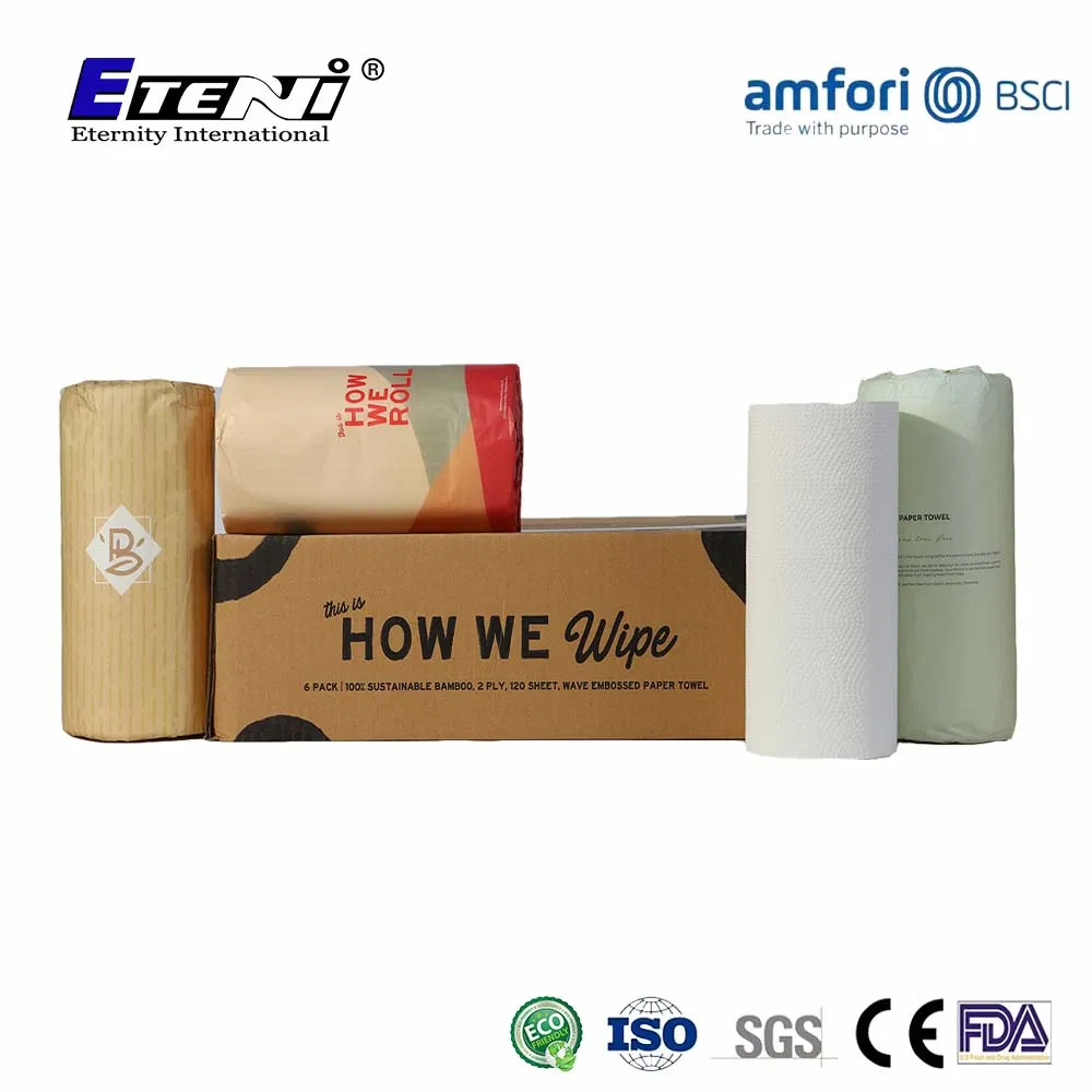 Cleaning Strong Water Abosorbent 2ply Customized Virgin Bamboo Kitchen Tissue Paper Towel