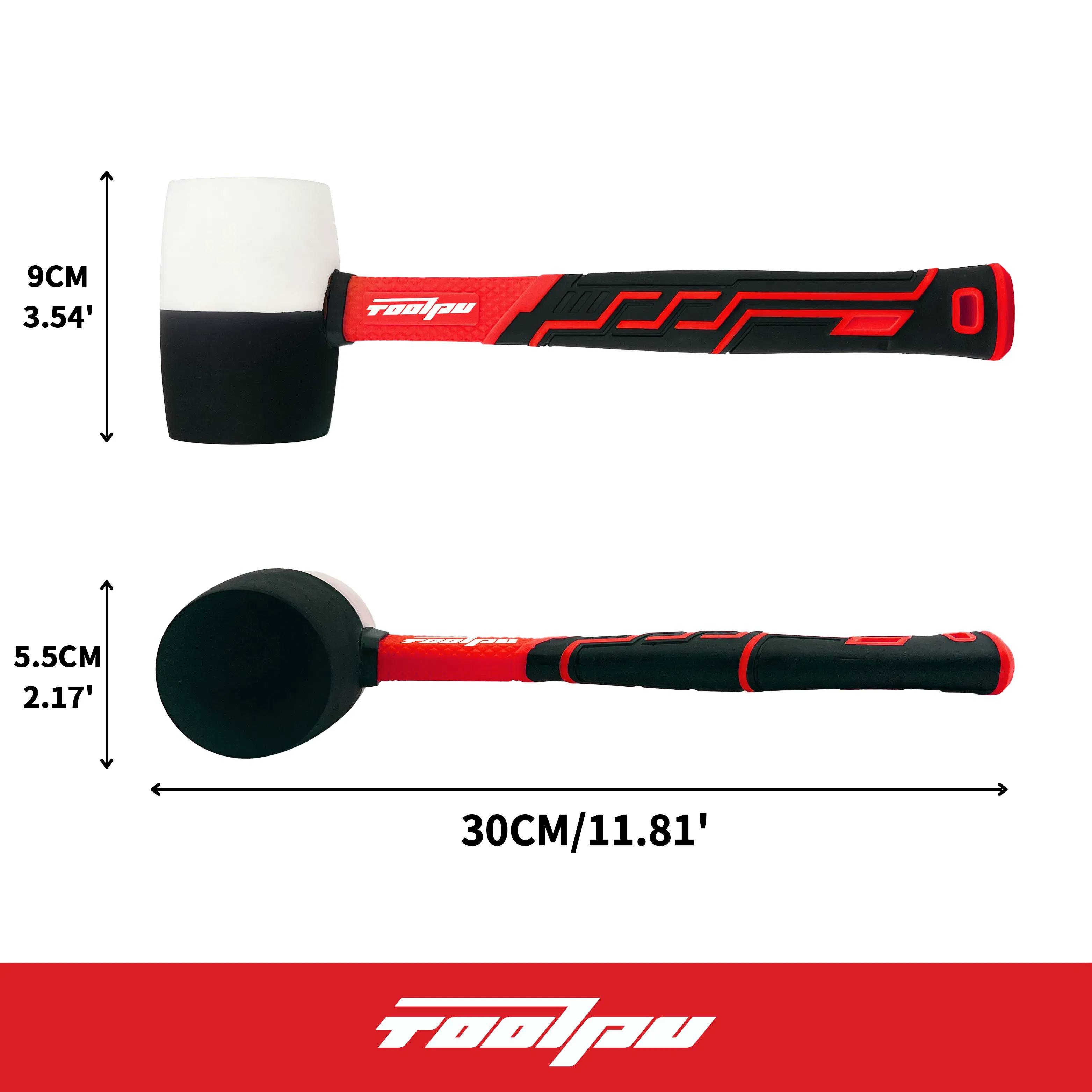 OEM Industrial Grade Rubber Hammer with 35cm Fiber Handle Black Hand Tool for Welding and Roof Applications