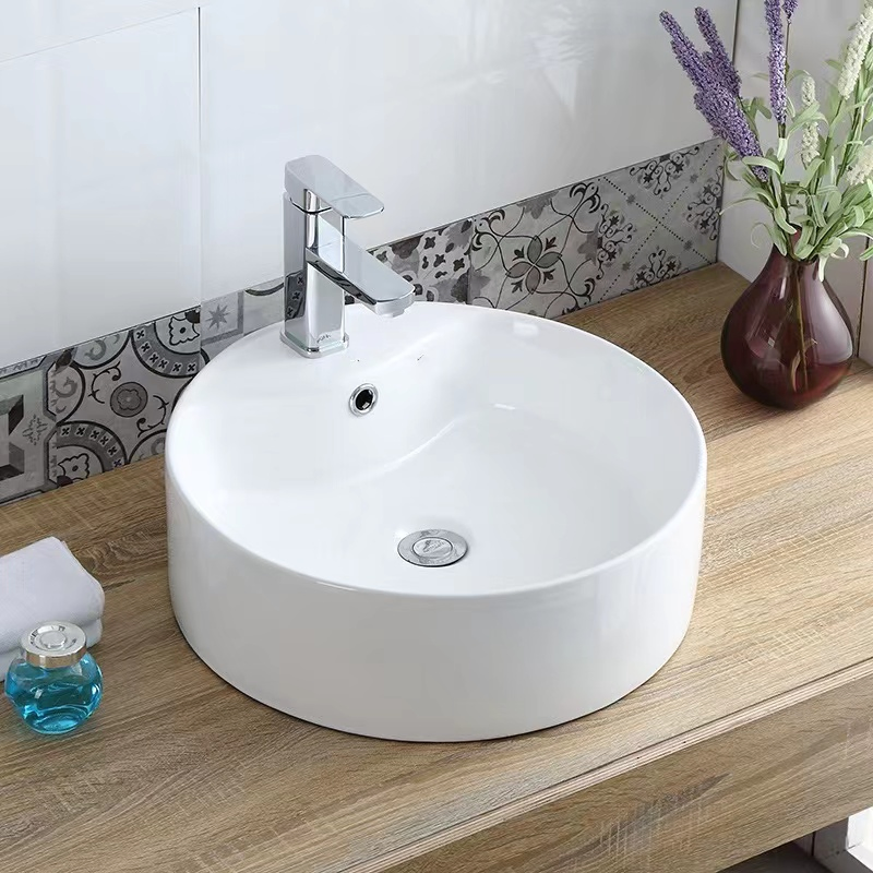 Chaozhou Factory Wholesale Bathroom Sink Round Shape White Color Lavabo Ceramic Cheap Price Table Top Wash Basin