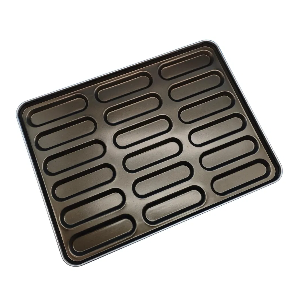 600X800mm Cup Size 230X70mm Band in Rim Aluminised Steel Hot Dog Tray