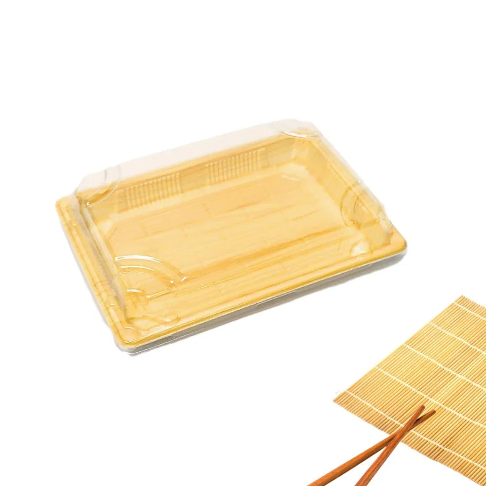 Wholesale Plastic Reusable Food Container Disposable Fast Food Packaging Takeaway Rectangle Sushi Box with Clear Lid