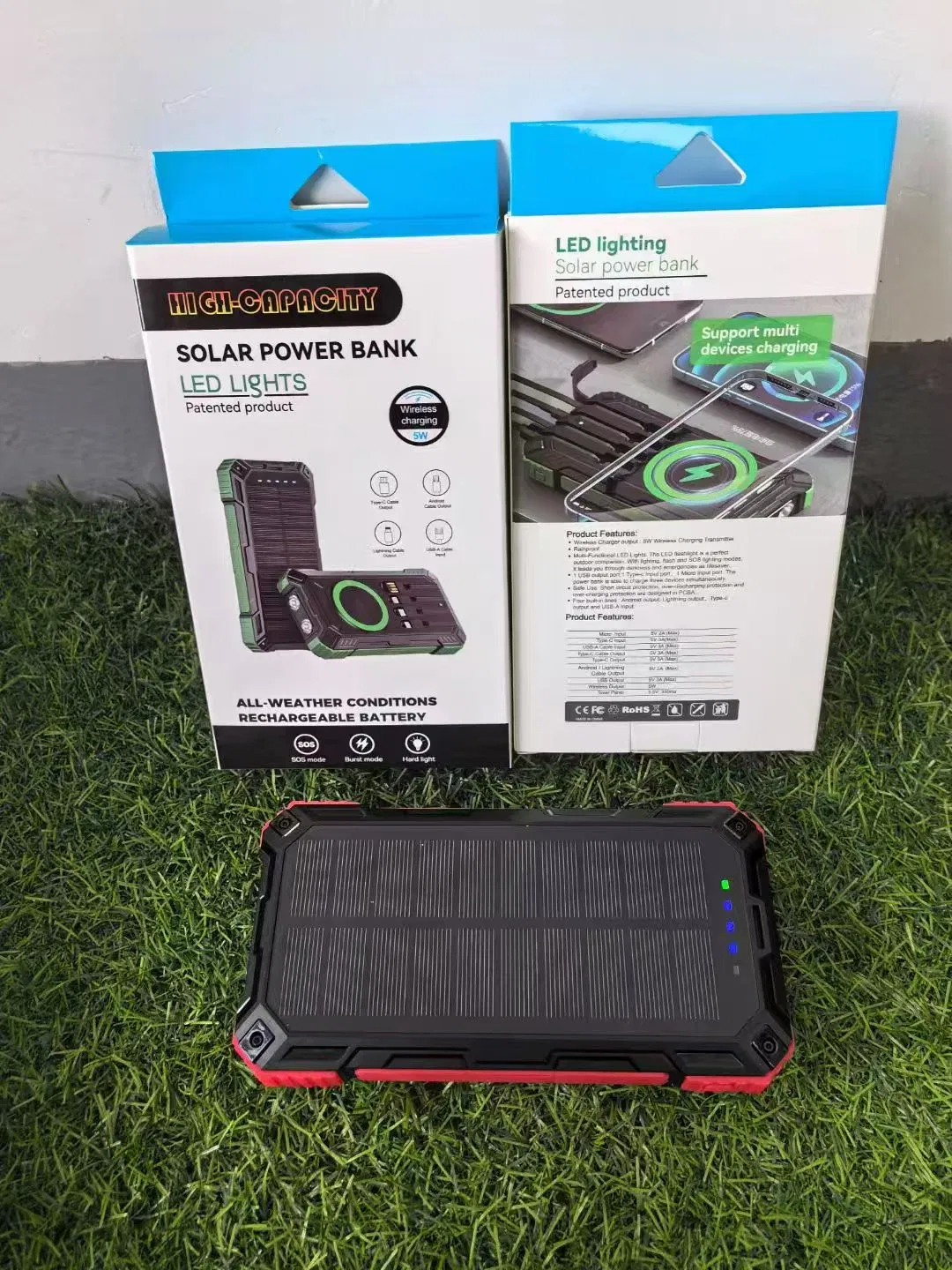 Wireless Solar Power Bank Charger with Quick Charger