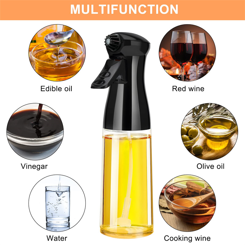 210ml Reusable Food Grade Oil Vinegar Spritzer Sprayer Bottles Glass Olive Oil Dispenser Bottle Oil Sprayer for Cooking