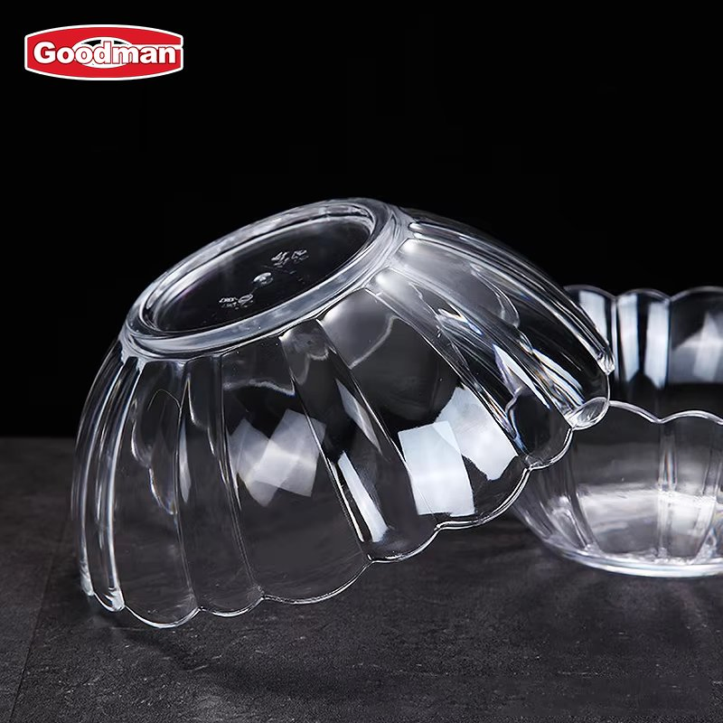 Restaurant Buffet Serving Clear Acrylic Flower Shape Plastic PC Mixing Salad Bowl