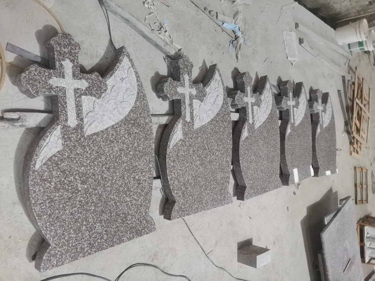 Wholesale Price Romanian Single & Double G664 Brownstar Granite Tombstones for Memorials Monuments