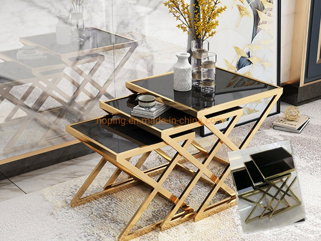 Home Living Room Round Coffee Side Table Marble Top Stainless Steel Antique Display Table