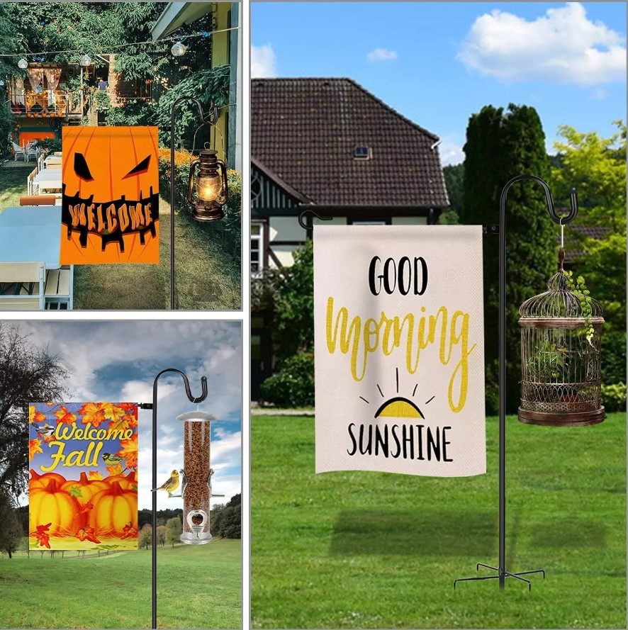 Garden Flag Holder Stand, Yard Flag Banner Holder Coated Weather-Proof Paint Outdoor Garden Villa Ground Insertion