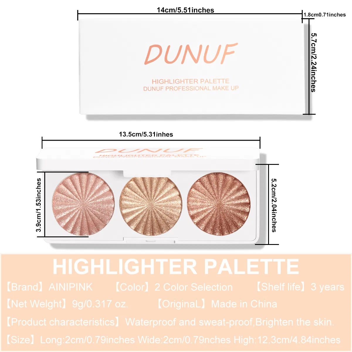 Wholesale Highlighter Palette Long-Lasting Face Highlighter Powder Shimmer Highlighter Palette for Women
