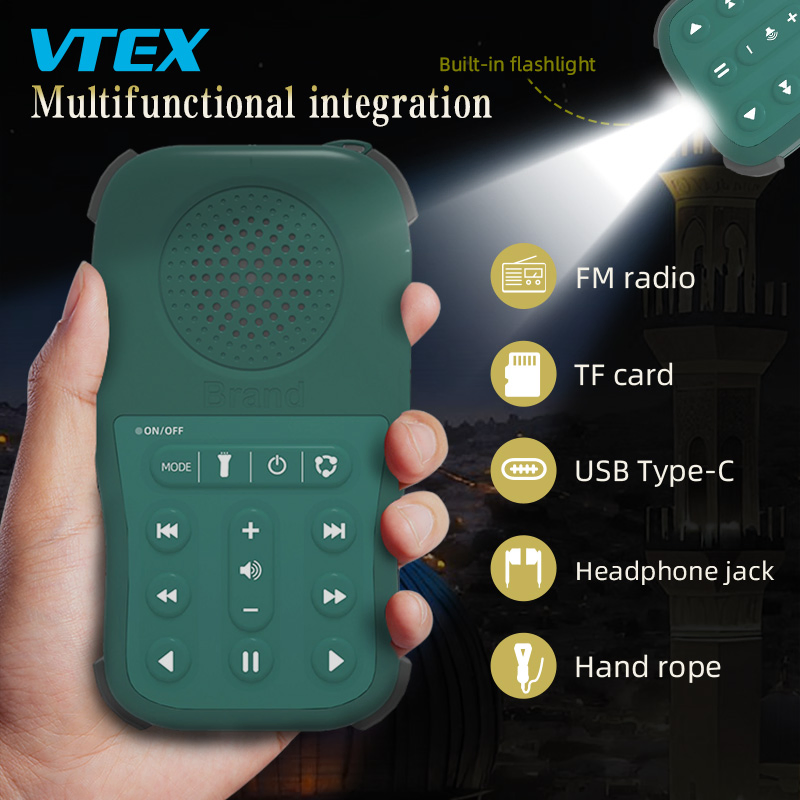 Solar Charging Arabic Song Media Player Muslin Prayer Time Islamic Digital Audio Player FM Radio Quran Speaker Quran MP3 Player