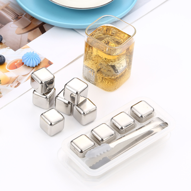 Stainless Steel Ice Cubes for Whiskey Reusable Metal Chilling Whiskey Stone