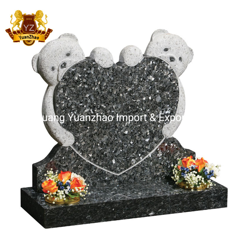 Grave Yard Decoration Teddy Bear Blue Pearl Granite Baby Children Tombstone