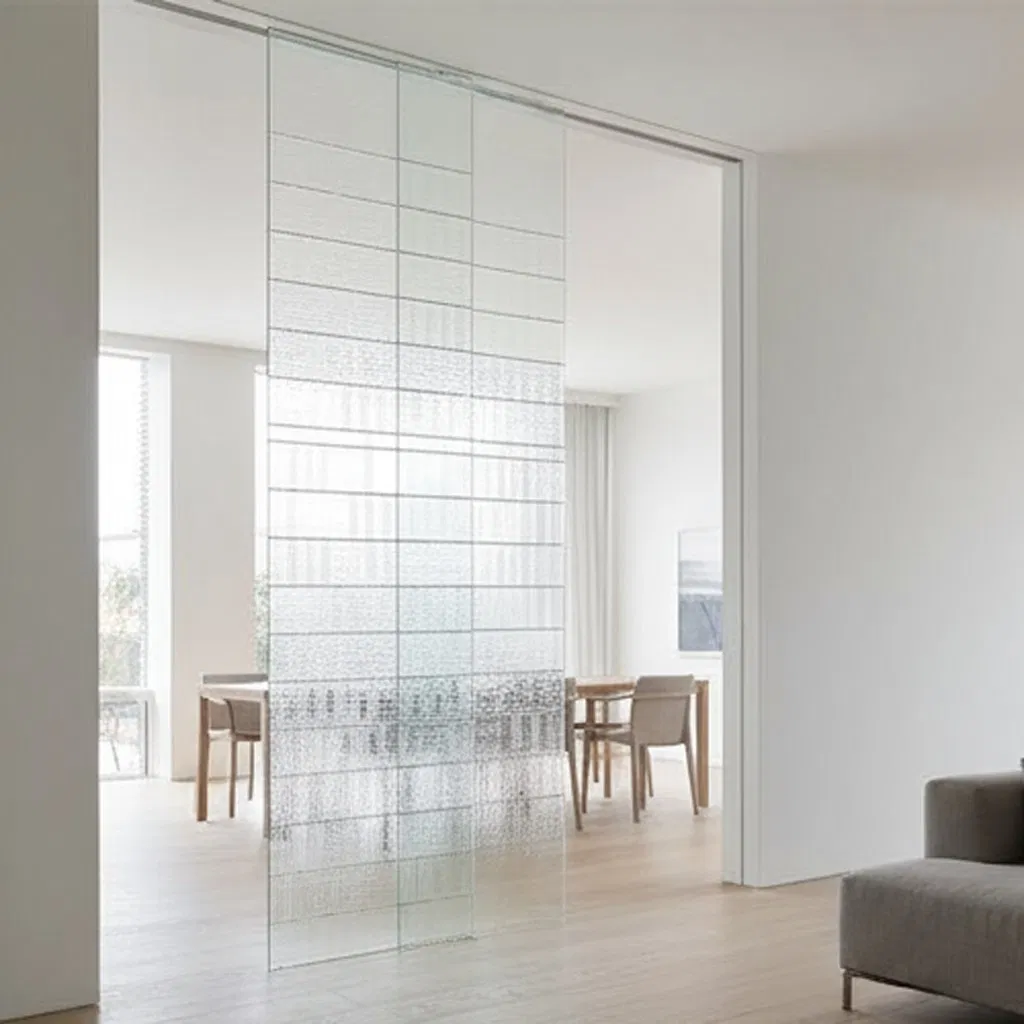 Modern Metallic-Accent Mural Glass Bespoke Focal Wall Laminated Glass