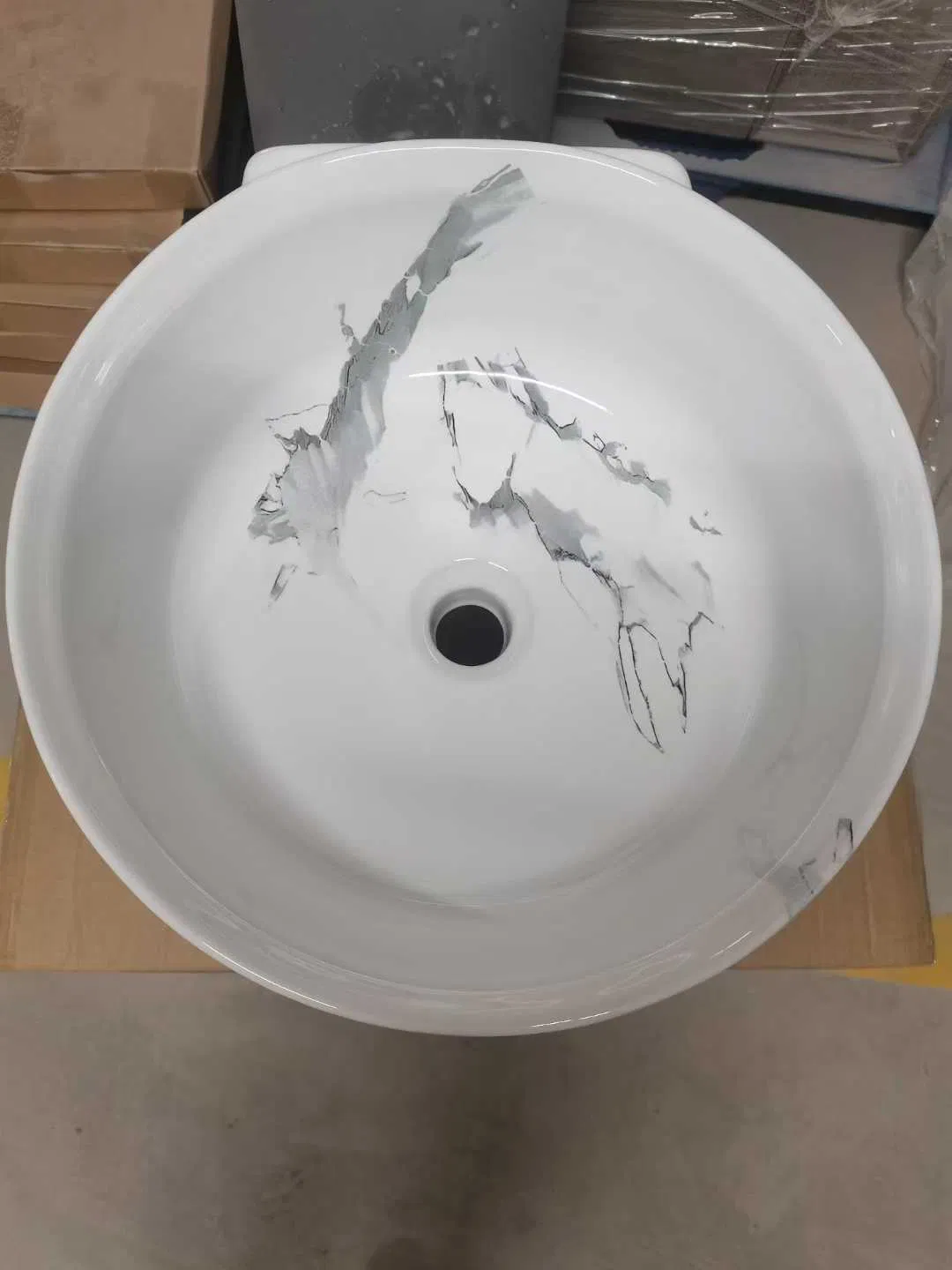 Круглая керамическая раковина с мраморным покрытием