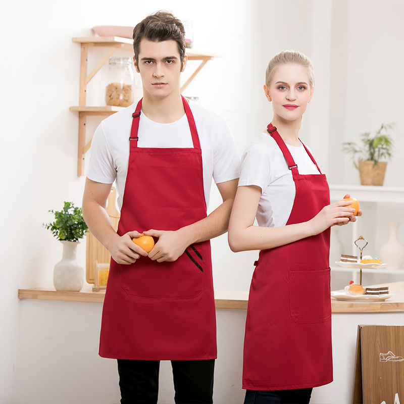 Minimalist Fashionable Male Female Waiters Wearing Neckline Aprons Cooking Apron