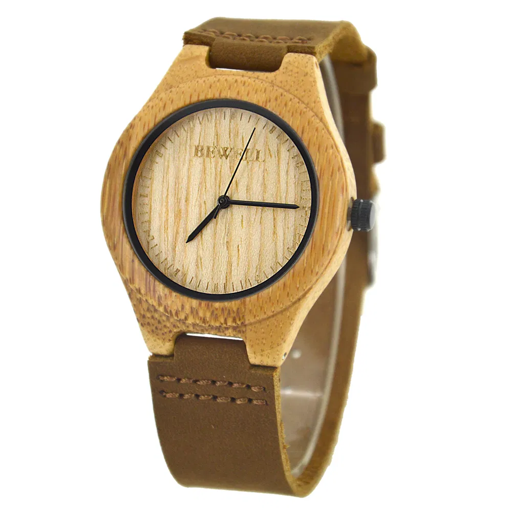 Bewell Wooden Watch Mens Watches Wrist Eco-Friendly Custom Watch Leather Strap Wristwatches for Men Private Logo Relojes