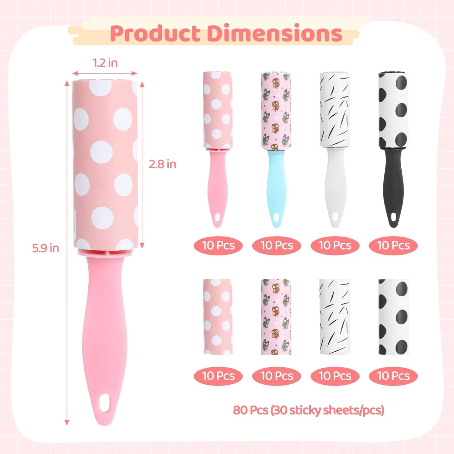 Efficient Portable Reusable Washable Clothes Sticky Adhesive Pet Hair Remover Brush Lint Roller