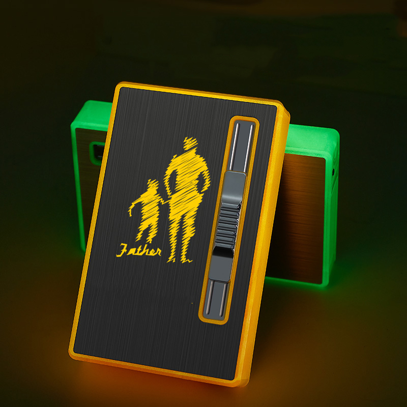 20 Slim Cigarette Capacity Night Glow Cigarette Box with Lighter