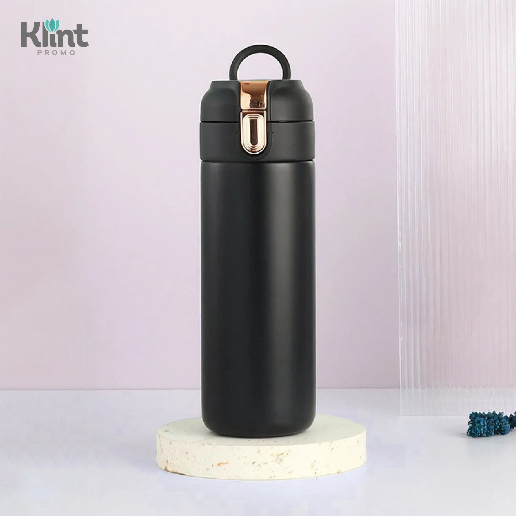 Temperature Display Stainless Steel Vacuum Bottle with Push-Button Lock