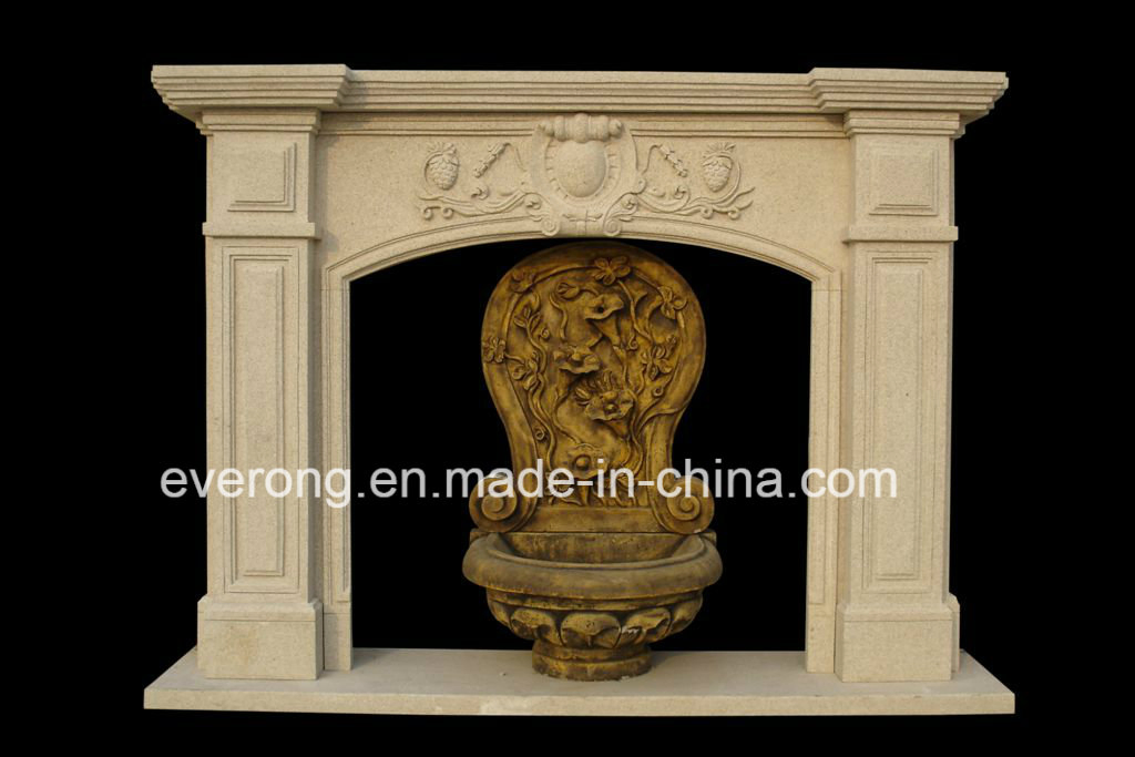 Natural Stone Fireplace White/Beige Marble Carving Mantel Surround Fireplace
