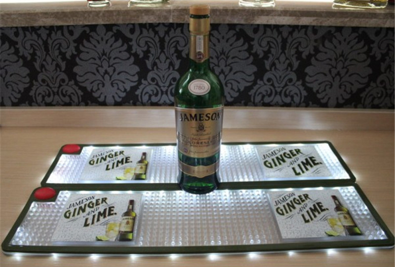 Manufacturers Customized PVC Soft Plastic LED Luminous Epoxy Logo Pattern Bar Mats