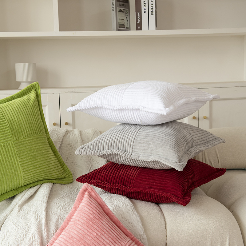 18X18 Inch Square Soft Solid Corduroy Pillow Cushion Cover for Home Couch Bed