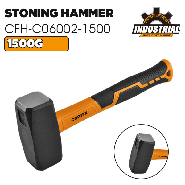 Premium Professional Stoning Hammer with Durable Fiberglass Handle