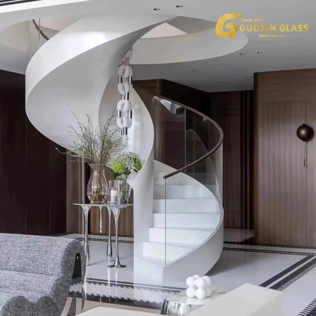 Guoxin Curved Glass Railing for Villas with Fireproof and Waterproof