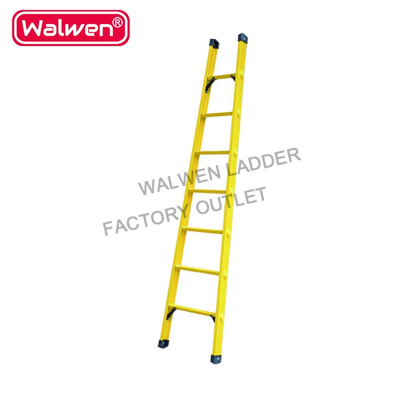 7FT Single Section Straight All Fiberglass D-Rung Extension Ladder with Fiberglass Rungs and Rails