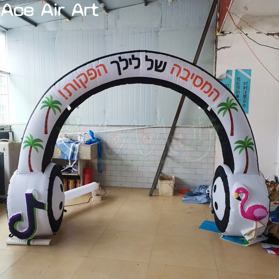 Customizable Inflatable Flamingo Headphone Model Tropical Style Party Entrance Decor