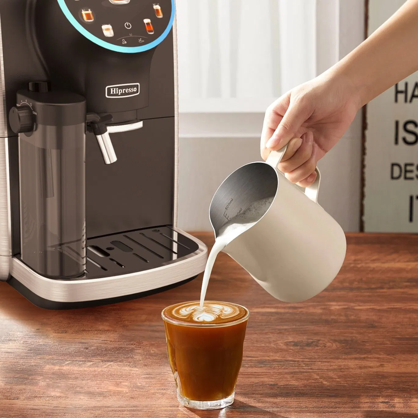 Intelligent Round Screen Italian Pump Automatic Coffee Machines with 19 Bars Pressure DIY Coffee