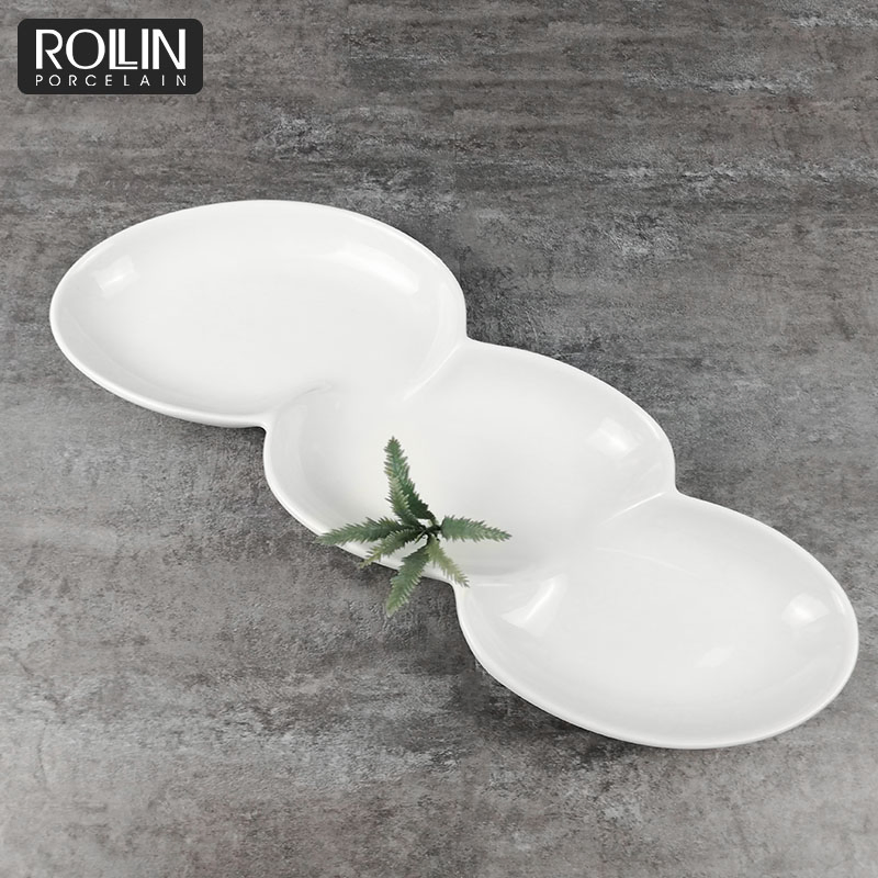 Chaozhou Porcelain Dining Plate Divided Plate for Buffet