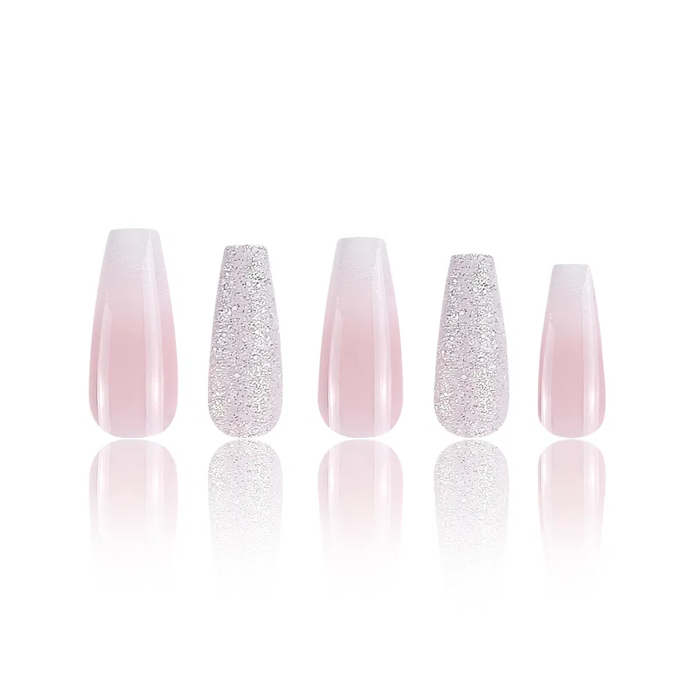 Press on Nails with Lotus Powder Gradual Glitter