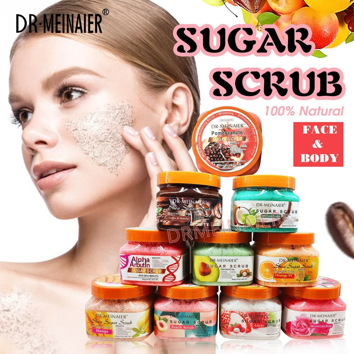 Shea Butter Mango Bath Salt Scrub Fruit Acid Alpha Arbutin Sugar Scrub