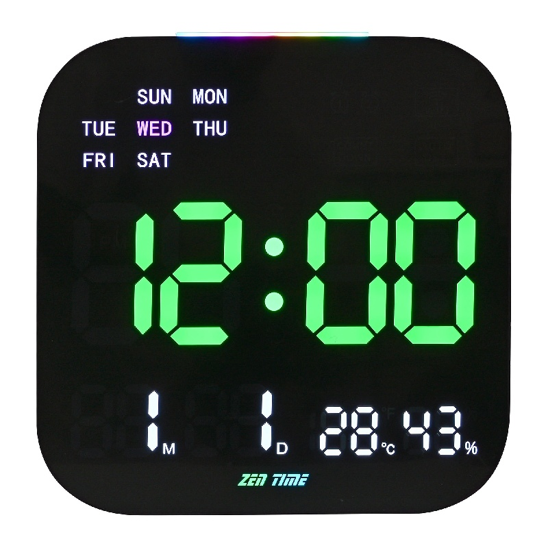 Square High Quality Red Remote Control Big Desk LED Clock