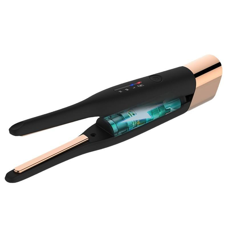 Save Portable Mini USB Dual-Use Hair Straightener Curler Negative Lon LED Display Rechargeable Ceramic Plate Fast Heating Household