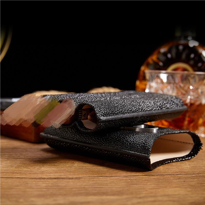 Ea454 Personalize Accessorie Stingray Leather Cigar Box for Men Wholesale Custom Portable Travel Storage Mini Luxury Cigars Case