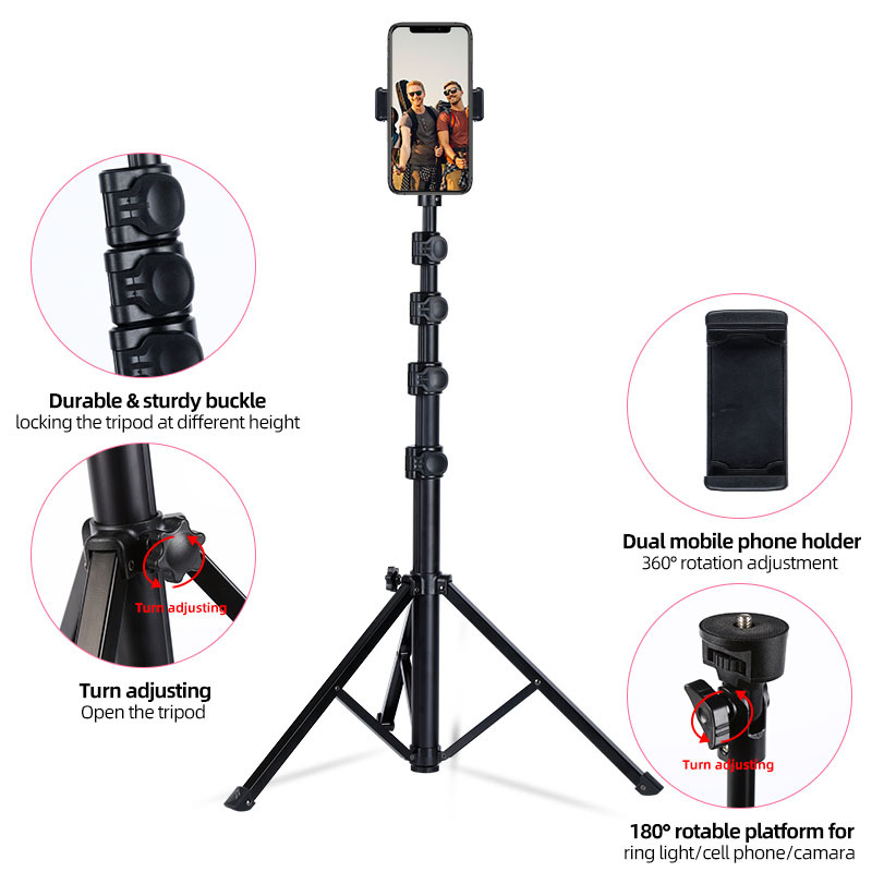 Aluminum Alloy Telescopic Tripod with Bluetooth Remote for Live Streaming & Outdoor Selfie