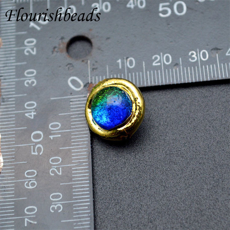Wholesale 18K Gold Plated Various Colors Round Shape Glass Quartz Loose Beads