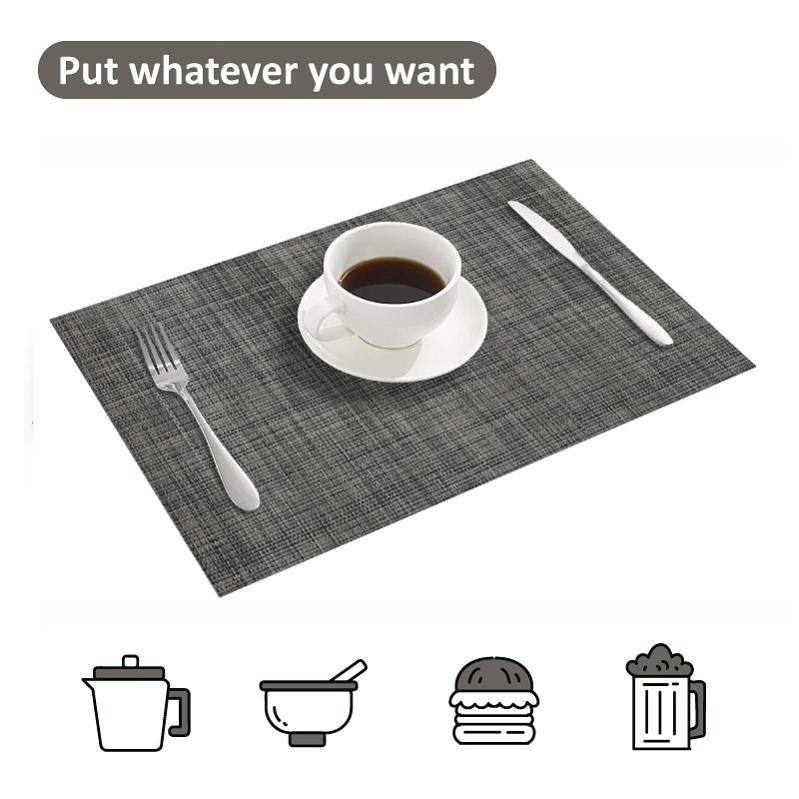 PVC Halloween Woven Embordery Grey Placemat for Dining Table