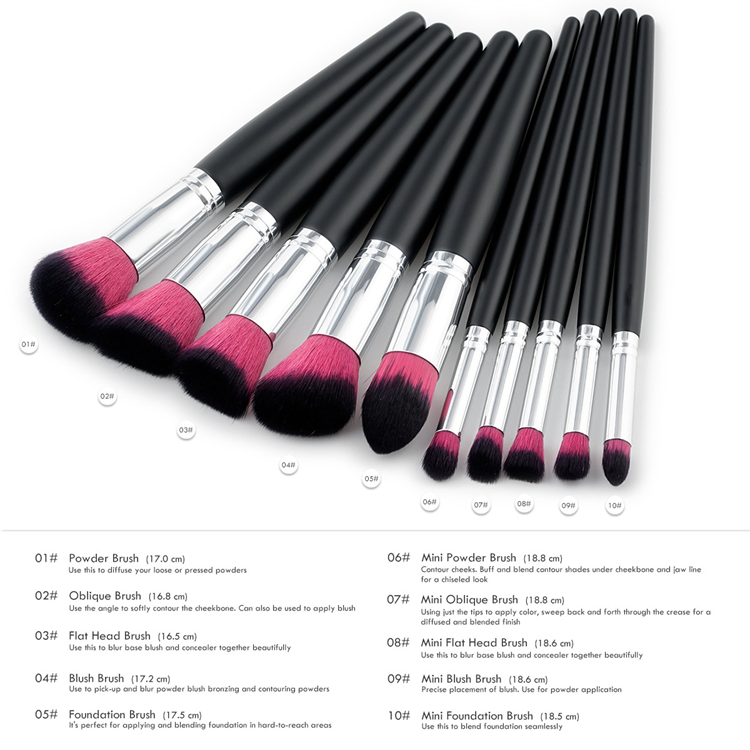 Hot Sale High Quality Synthetic Song and Dance Uki Foundation Professional Wooden Handle Makeup Brush Set