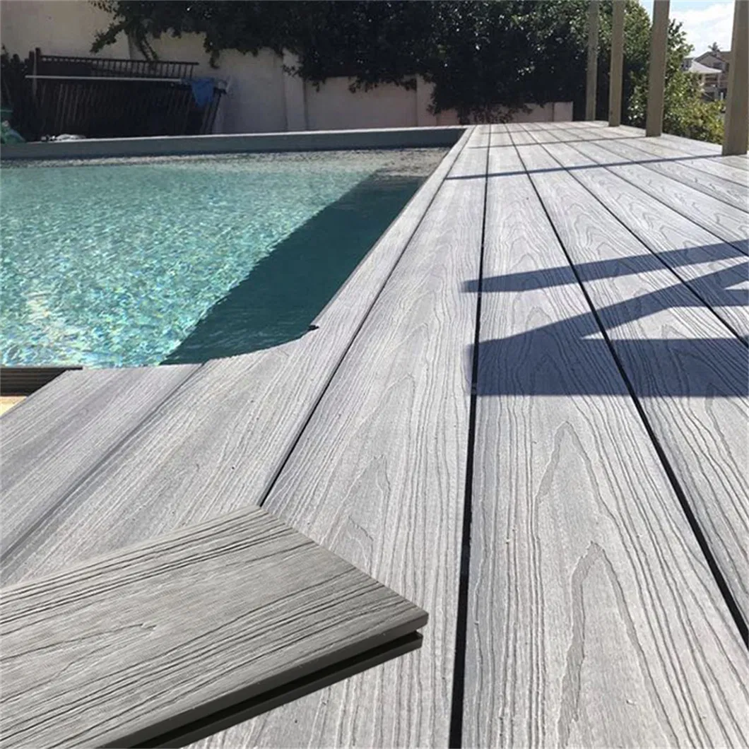 Waterproof Easy Installation WPC Decking Round Hole Hardwood Powder Flooring