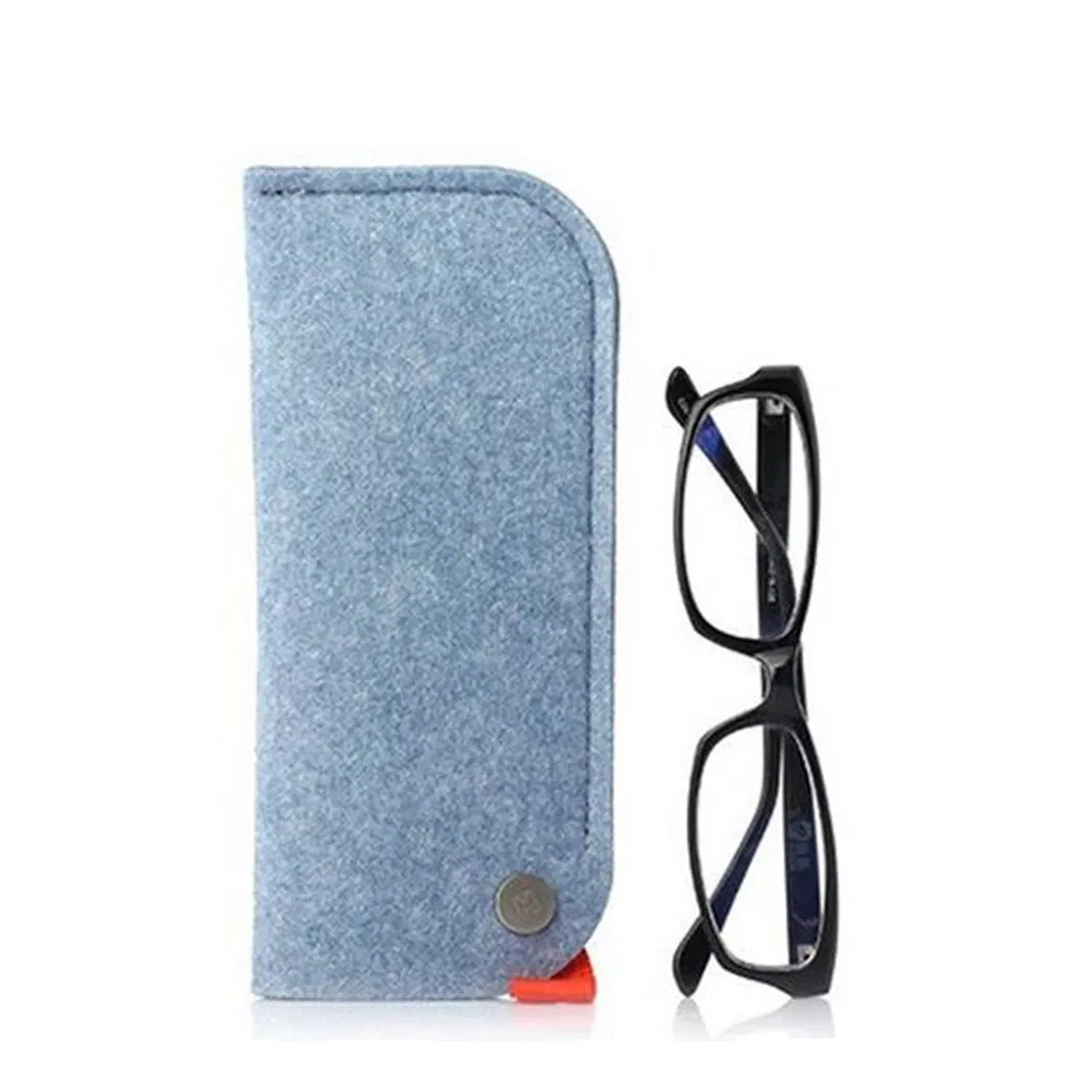 Customized Sunglasses Case Portable Soft Felt Eyeglass Pouch Bag with Buckle Closure Custom Logo