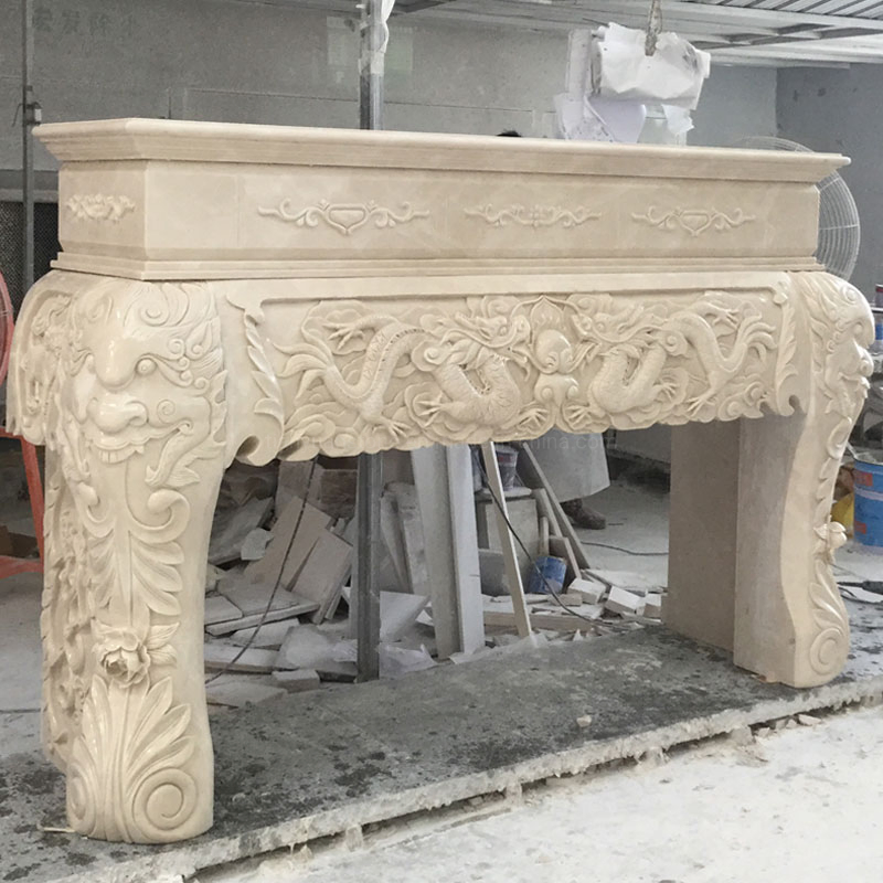 Elegant Hand Carved French White Marble Fireplace